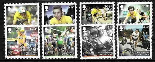 Isle of Man: 100. Tour de France, 8 Briefmarken, postfrisch