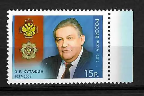 Russie: 75e anniversaire de Oleg Kutafin #1833, frais de port