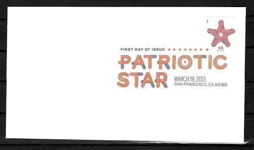 USA: Patriotic Star, FDC mit Farbstempel