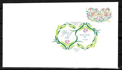 USA: Yes I do:  2013 FDC mit Farbstempel NY