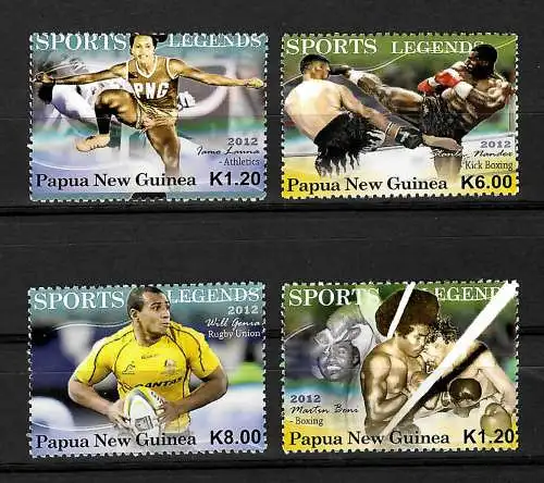 Papua-Neuguinea: Legenden des Sports, Kick Boxing, Rugby, Athletics, postfrisch