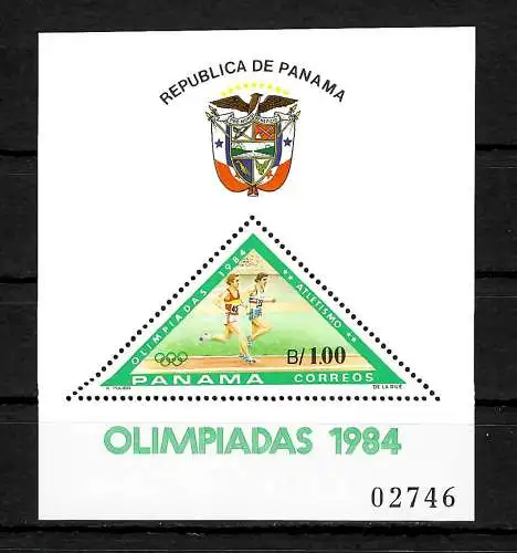 Panama: Olympische Spiele 1984 Los Angeles, Dreiecksmarke, Block #120 postfrisch