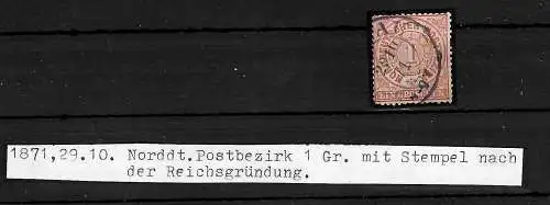 NDP: 1 Gr. mit Stempel 29.10.1871 nach der Reichsgründung