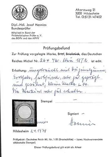 DR: MiNr. 26, *, ungebraucht, farbfrisch, älterer BPP Befund