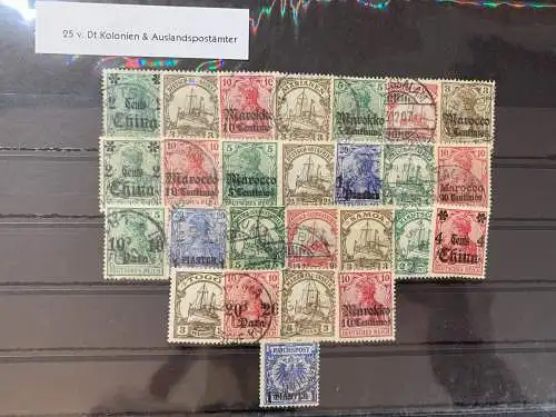 25 colonies différentes & bureaux de poste étrangers Timbres, 25 different colonies