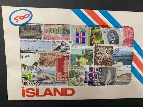 500 verschiedene Island Briefmarken, 500 different Iceland