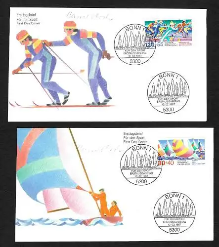 Bund: Voile et Championnat du monde de ski, 2xFDC, MiNr. 1310-11