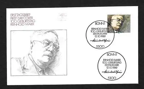 Confédération: 100e anniversaire de Reinhold Maier, FDC, Mi Nr. 1440