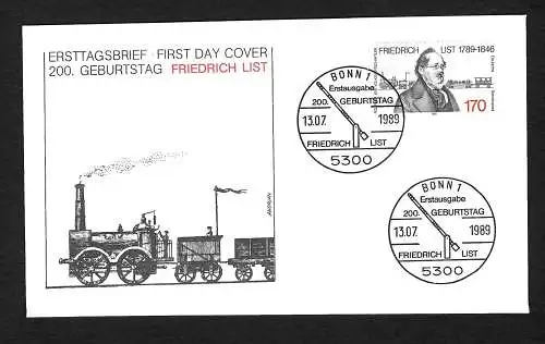 Confédération: 200e anniversaire de Friedrich List, FDC, Mi Nr. 1429