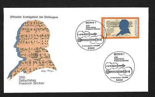 Bund: 200. Geburtstag von Friedrich Silcher,  FDC, MiNr. 1425