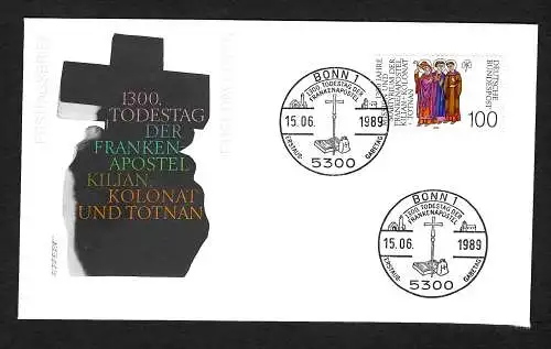 Bund: 1300. Todestag der Frankenapostel Kilian, Kolonat, Totnan  FDC, MiNr. 1424