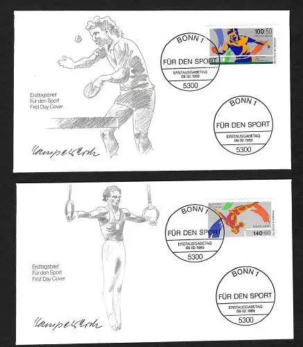 Bund: Ping-pong et tournois d'art Championnat du monde, 2x FDC, MiNr. 1408-09