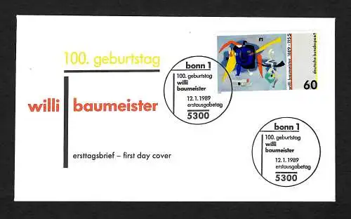 Confédération: 100e anniversaire de Willi Baumeister, Art FDC, Mi Nr. 1403