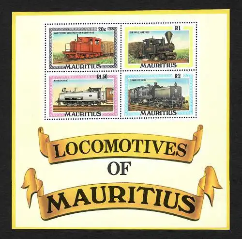 Maurice: locomotives: bloc #9, #470-473, frais de port