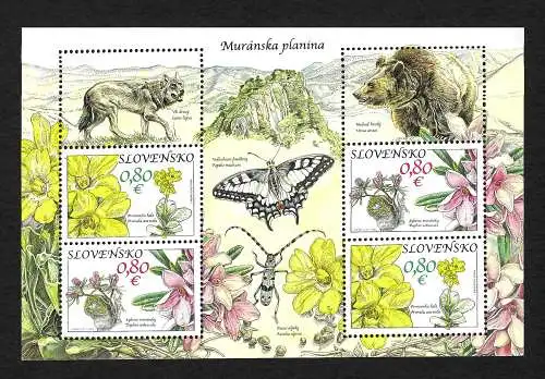 Slovaquie: Nature: flore et faune, loup, ours, papillon, coléoptère, #644-45, **