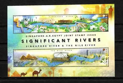 Singapore: Egypt Joint Stamp Issue: Songpare River &the Nile River, frais de port **