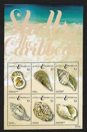 Antigua & Barbuda: Shells of the Caribbean,  Muscheln, postfrisch **