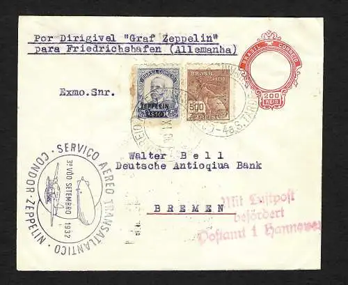 Brasilien: 7. Südamerikafahrt 1932 LZ 127, brasilianische Zeppelinpost, Nr. 184