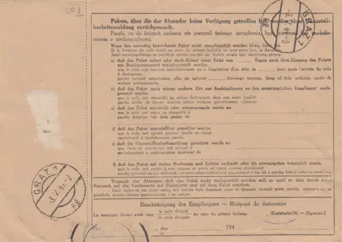 Carte de paquet international GG Package de valeur Mielec vers Pöllau/Hartberg, Douane