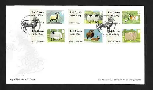 GB: FDC Schafe, 6x verschiedene