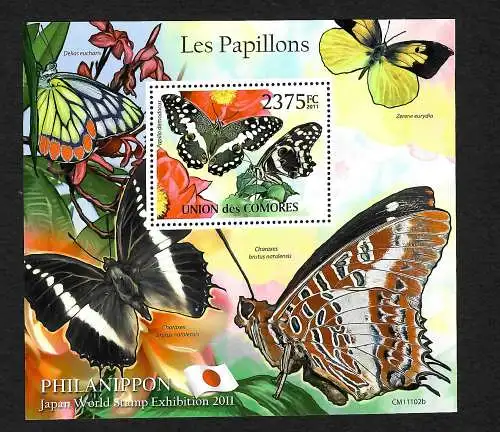 Comores: PHILANIPPON: Les Papillons, la flore et la faune Minéraux 2011, **