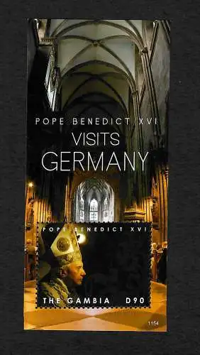 Gambia: Papst Benedict XVI visits Germany, Block postfrisch