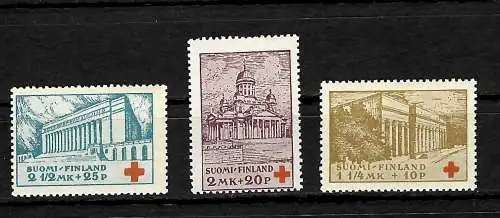 Finlande: Croix-Rouge: Helsinki, 3 timbres, frais de port #173-175