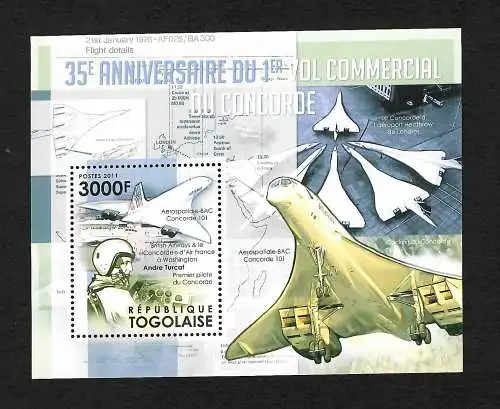 Togo: 35e anniversaire du premier vol commercial de Concorde ** post-fraîchissement