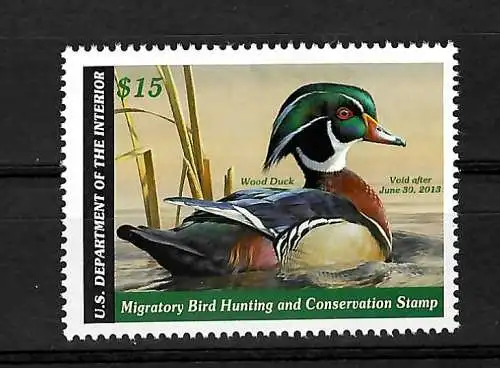 USA: US Department of the Interior: Migratory Bird Hunding Wood duck, mnh, **