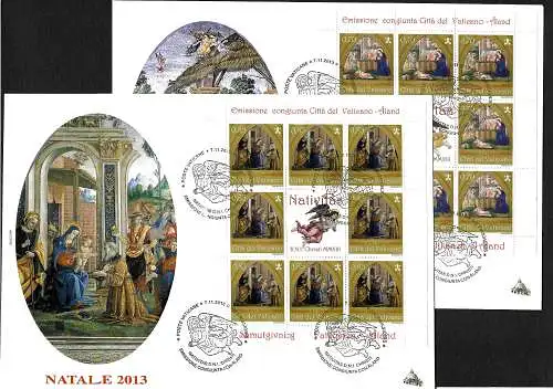 Vatican: Noël 2013, 2x arcs en mini-feuilles FDC #1792-93