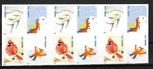 États-Unis: Winter Fun 2014, frais de poste 5x chacun 4 timbres (arrière 2x)