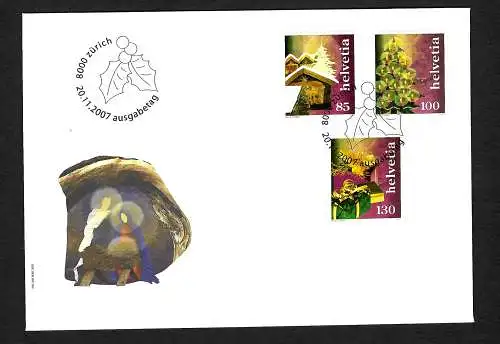 Schweiz: Weihnachten 2007, Weihnachtsbräuche 2007, FDC