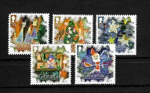 Gibraltar: Noël 2014, christmas, 5 timbres, frais de port, **