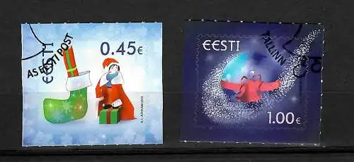 Estland: Weihnachten 2013, 2 Briefmarken gestempelt, #778-779