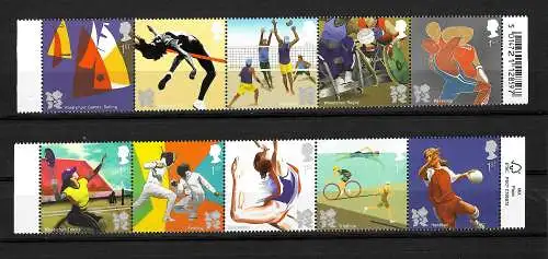 GB: 2011 Olympische Spiele Olympic games Vol.48, 2x5er Streifen, postfrisch