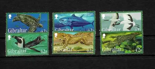 Gibraltar: Gefährdete Tiere III, 6 Briefmarken postfrisch