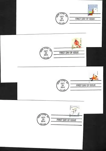 USA: Winterfreuden: Fun in winter, 4x FDC