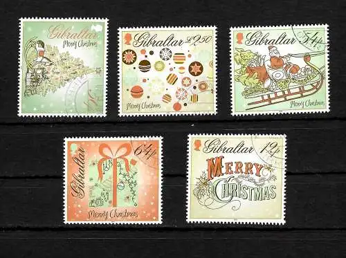 Gibraltar: Noël 2013, 5 timbres cachetés