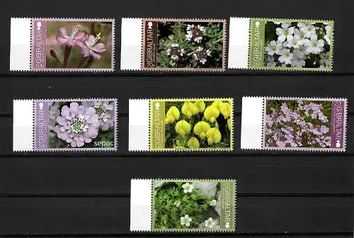 Gibraltar: Blumen: 7 Briefmarken, postfrisch