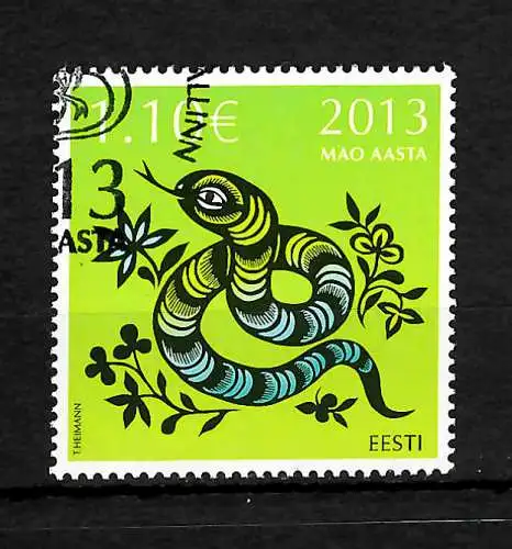 Estonie: année du serpent 2013, #755, cacheté