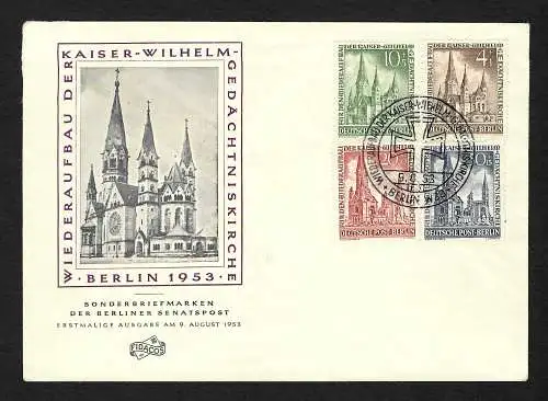 1953 Wiederaufbau Kaiser-Wilhelm-Gedächtniskirche, MiNr.106-109, FDC