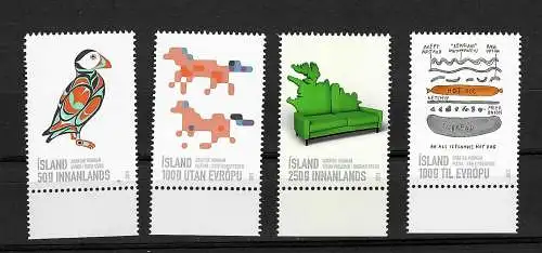 Islande: Design contemporain IV Designer graphique, #1381-1384, frais de port