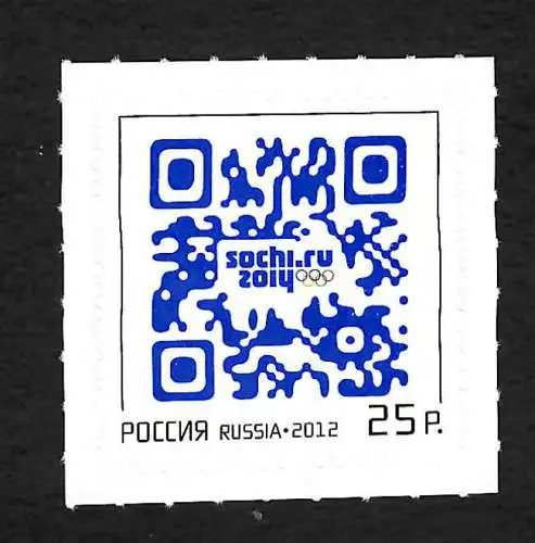 Russie: Jeux d'hiver 2014/QR-Code marque de lettre #1866, frais de port