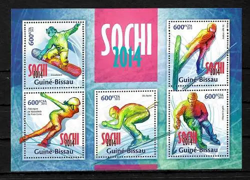 Guinea-Bissau: Olympische Winterspiele 2014, Sochi, Wintersportarten, postfrisch