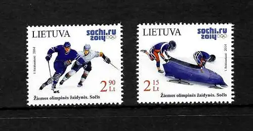 Litauen: Olympische Winterspiele 2014, Sochi, postfrisch, Bob, Eishockey