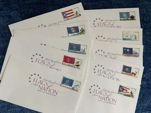 USA: Drapeaux Série 5, 10x FDC avec temple couleur