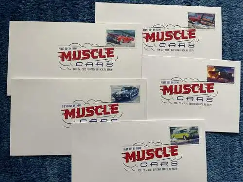 USA: 2013 Muscle cars 4x FDC avec temple couleur