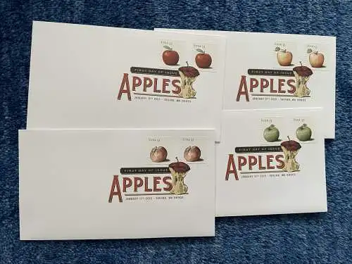 USA: 2013 Apple, Yakima, WA, 4x FDC avec temple couleur