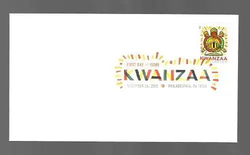 USA: 2013 Kwanzaa, Philadelphia , FDC mit Farb-Stempel