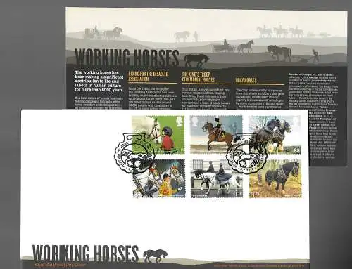 GB: Arbeitspferde/working horses, FDC mit Einlageblatt